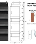 Over Door Organizer With Five Extra Large Pockets Heavy Duty Hanging Storage black dimensions and hooks diagram