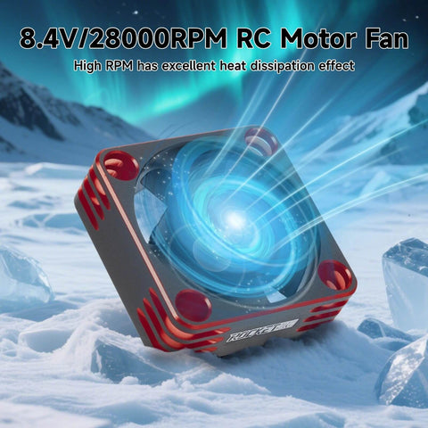 2 Pack 30mm RC Motor Heatsink Cooling Fan For 1X8 1X10 1X12 Scale RC Cars Trucks Buggy Truggy 540 550 Brushless Motors Up To 28000 RPM Red Durable Aluminum Heatsink For Strong Heat Dissipation And Easy Mount in icy landscape