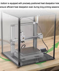 3D Printer Enclosure With Clear Acrylic Protective Cover, Ventilation, LED Lighting, Odor Isolation, Dustproof And Noise Reduction, Sized At 514mm By 631mm By 623mm For Stable Printing And Warping Prevention displayed on a wooden table