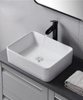 Rectangular White Ceramic Vessel Sink For Bathrooms 16 By 12 Inches Sleek Modern Farmhouse Above Counter Basin filled with running water
