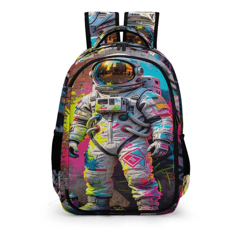 Graffiti Alley Spaceman Printed Backpack For Everyday Use Unisex Large Capacity Daypack Dope Durable Polyester Build