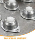 Close-up of 12 Pack Heavy Duty Metal Roller Ball Transfers with zinc finish, showcasing smooth rolling ball design.