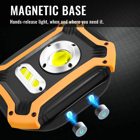 Beast Rechargeable LED Work Light 1500 Lumen COB With Magnetic Base close-up showing magnetic attachment points