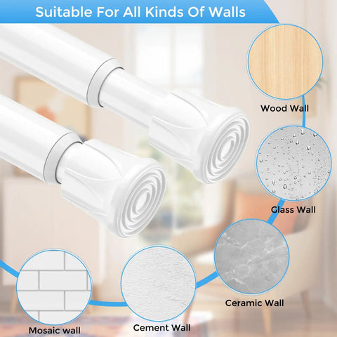 2 Pack Small Spring Tension Curtain Rods 8 To 12 Inch No Drill For Slim Window Cupboards And Closet Sidelights White Easy Install
