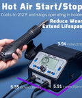 2 In 1 Soldering Iron Station And Hot Air Rework System With LCD Display, PID Temp Control held by hand on blue background