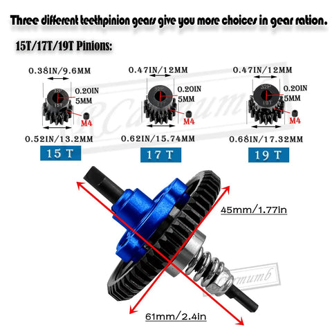 Beefed Up 54T Spur Gear Upgrades For Slash Stampede Rustler 4X4 VXL Hardened Steel Slipper Clutch Eliminator with 15T 17T 19T Pinions