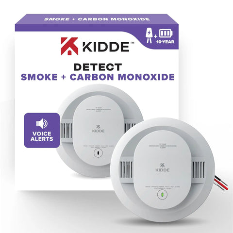 Smoke And Carbon Monoxide Detector With 10 Year Battery Power And Hardwired Interconnected Units 2 In 1 Fire Alarm With Voice Alerts