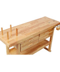 60 Inch Rubberwood Workbench With 4 Drawers, Beefy 330 Lbs Capacity, Durable Steel Frame, Smooth Sliding Drawers, Reinforced Top