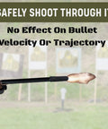 All Weather Rifle Barrel Cover For Most Guns Muzzle Protection showing bullet leaving a gun muzzle with cover on