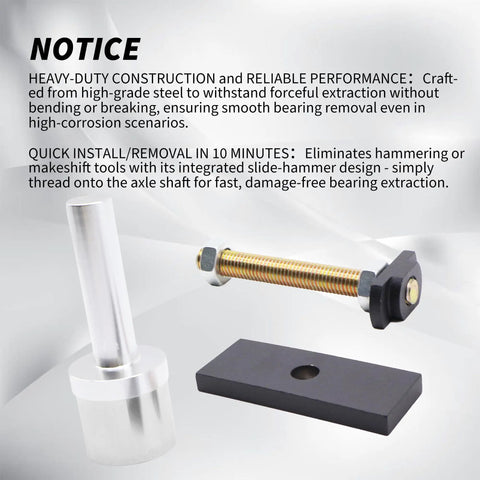 Heavy Duty CV Axle Bearing Puller Seal Kit Tool Premium Steel For Toyota 4Runner Tacoma FJ Cruiser 8 Inch Diff Front Clamshell Remover Handles Part 18195 Best Garage Tool Like Pros For 2003 To 2018 Vehicles Very Smooth Fix At Home Or Shop Quick Now. notice graphic of steel bearing puller parts