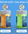 Coliform Bacteria Water Test Kit 12-Pack Super Sensitive For Well Water Tap Pool Spring Pond Lake showing test results in jars.