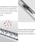 Heavy Gauge Steel Full Extension Drawer Slides With Secure Push Lock Handle And Ridiculously Smooth Ball Bearing Glide showing disassembly ease and double row steel balls.