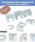Auto Body Shim Kit With 140 Piece Universal Alignment Shims Set of zinc-plated steel U-shaped shims