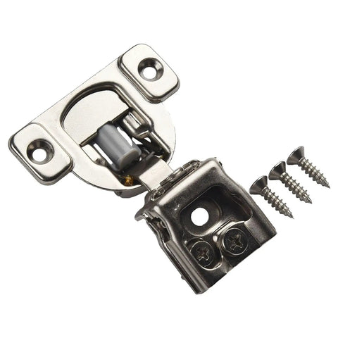 Soft Close Cabinet Hinges With Built In Damper 6-Way Adjustable Concealed Hinge For Overlay Kitchen Cabinets Heavy Duty Stainless Steel 1-1/4 Inch Silver Finish, shown with screws included.