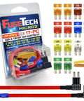 Heavy Duty 17 Piece Auto Fuse Box Kit Featuring Add A Circuit Taps Blade Fuses 5 TO 30 Amps, includes fuses and wiring harness.