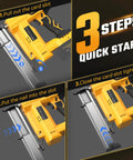 Heavy Duty Cordless 2 In 1 Nail Gun And Staple Gun For Quick Home Fixes showing 3 quick start steps for use.