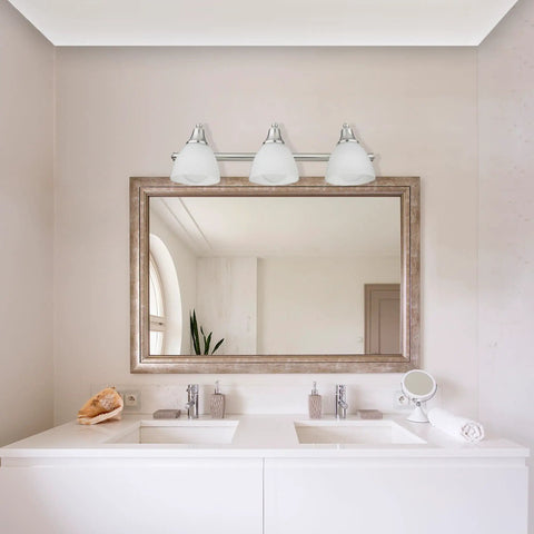 All In One Bathroom Vanity Set With Three Light Fixture, Towel Bar, Toilet Paper Holder, Towel Ring And Robe Hook, Brushed Steel Finish