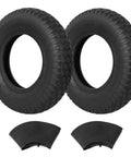 4.80/4.00-8 Tire And Inner Tube Replacement For Wheelbarrows and Carts, 2 pack, premium rubber, side view of tires and tubes