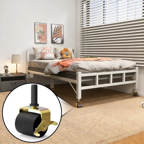 Heavy Duty Metal Bed Frame Casters Set Of Eight For Tool Free Mounting Replaces Damaged Bed Parts in bedroom with smooth wheels