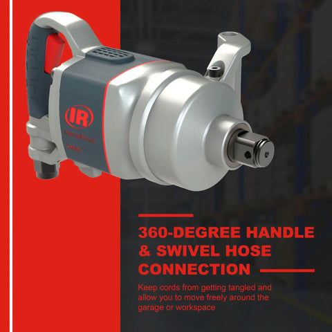 1 Inch Air Impact Wrench With D Handle 2100 Ft Lbs Max Torque Heavy Duty Pneumatic Tool For Trucks Buses And Semis Quick Tire Breaker For Service Bays And On The Road with 360-degree handle