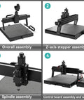 4540 Plus Cnc Router Wood Engraver With 40W Laser Module Grbl Controlled Milling Machine assembly steps showing parts and setup.