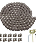 25H Drive Chain 132 Link For Razor MX650 MX500 SX500 RSF650 SX650 XRF500 Dirt Rocket Off Road Electric Mini Moto Heavy Duty Chain With Breaker Tool Fits Pit Bike Moped Scooter, showing coiled chain, master links, and tools