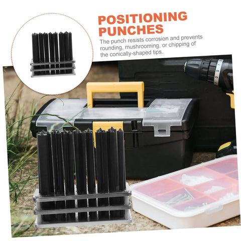 Premium Cylindrical Punch Set With Base Non Slip Positioning for mechanical repair and maintenance, shown with toolboxes