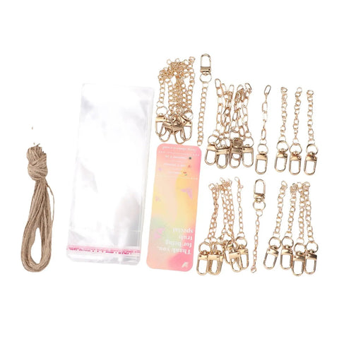 Rad Awesome 85 Piece Keychain Making Kit With 28 Lobster Clasps Extender Chains Blank Tags 5m Cotton Rope For DIY Craft Projects Party Favors Gift Making Supplies For Teens Kids Making Unique Accessory At Home Today No Stress Now. keychain kit with gold lobster clasps, extender chains, blank tag and cotton rope