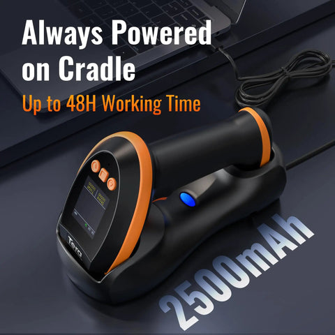 Wireless Barcode Scanner With Screen Pro Version 1D 2D QR Handheld Reader Works With Bluetooth 2 4G USB Wired Plug And Play Charging Cradle