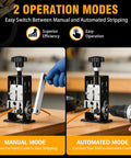Drill Powered Wire Stripper Machine 0.06-1 Inch Adjustable Hand Crank operation modes, manual and automated, for wire stripping