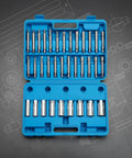 Open blue case of Shock Absorbing Tool Kit With Impact Resistant Dampening System For Strut Upper Mount Nut Socket Set