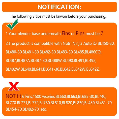 High Performance Seven Fin Male Blender Blade Replacement compatibility notification with Nutri Ninja models