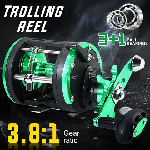 Round Baitcasting Fishing Reel With CNC Machined Aluminum Body 25Lb Max Drag Waterproof Trolling Reel Level Wind