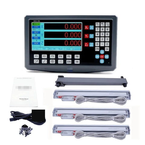 3 Axis LCD Digital Readout Kit With Three Glass Linear Scale Encoders For Lathe Grinder Milling, display, encoders, manual