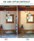 Modern 3-Light Hand-Blown Green Glass Pendant Lighting Chandelier For Kitchen Island And Dining Room lit and unlit comparison