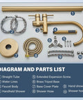 Freestanding Bathtub Faucet Set With Floor Mount Tub Filler, Brushed Nickel Finish, parts diagram and components list