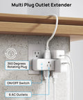 Real Deal Six Port Outlet Extender Surge Protector With Manual Switch And 360 Swivel Head To Easily Upgrade Any Wall Jack, six AC outlets.