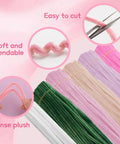 Bulk 500 Pcs Pipe Cleaners Craft Kit With 6 Color Chenille Stems For DIY Flowers Pink Pack Includes Floral Stems Stamens Glue Sticks Ribbon Tape And Floral Paper Gift For Kids Art Projects And Fun, soft plush stems