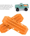 Sand Ladder For RC Cars Off Road Recovery Ramps 2 Pack Plastic Orange RC Recovery Tool For One Twenty Fourth And One Eighteen Scale Easy Traction Bridge To Tackle Sand Mud And Rough Terrain