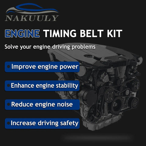 Engine diagram illustrating benefits of Beefed Up Timing Belt Kit With Water Pump For Honda Accord Crosstour Odyssey Pilot Ridgeline.