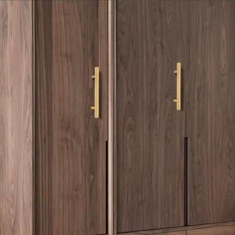 Wooden wardrobe doors with Five Pack 128mm Gold Kitchen Cabinet Handles And Drawer Pulls For Wardrobe Cupboard Doors Polished Finish.