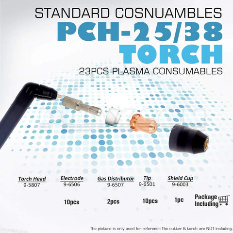 All In One Plasma Cutting Consumables Kit 23 Pieces For Thermal Dynamics PCH Series Torches layout with components