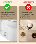 Ceramic Decorative Bird Shaped Toilet Bolt Covers 2 Pack Bathroom Hardware Upgrade Rust Free Standard Floor Mount shown compared before and after installation.