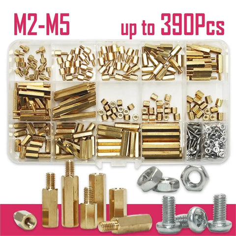 Brass Hex Spacer Kit M2 M3 M4 M5 For DIY Electronics PCB Board Standoffs Drone Quadcopter Mounts Pillar Spacers 3 Set Pack For Computer Projects And Dope Pro Builds, organizer view