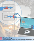 Set Of 6 RFID Blocking Card Sleeves With Transparent Front For Quick Card Visibility And Easy Access displayed in use
