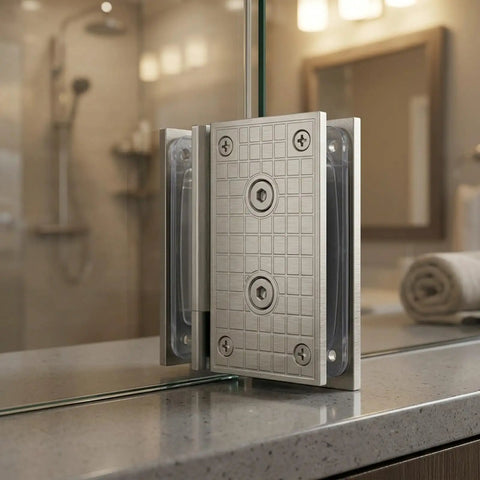 Glass Door Hinges For Shower And Office Partitions With A Smooth 180 Degree Swing And Stable Panels, Heavy Duty Rust Resistant 304 Stainless Steel For Bathrooms, Laundry Rooms, And Humid Spaces on frameless glass shower panel