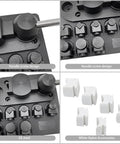 Multi Functional Ring Bending Tool For Jewelry Making with steel construction and nylon accessories, handle screw detail