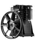 Black Air Compressor Pump Head 3HP Twin Cylinder Oil Lubricated Piston Pump Head Single Stage Aluminum Replacement with fan