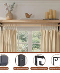 Two Pack Heavy Duty Shelf Brackets With Curtain Rod Holder 6 x 6 Inch Black Iron Wall Mount Supports For Curtains, Shelves