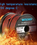 16 Gauge Flexible 2 Conductor Silicone Wire Red Black Spool 50 Ft High Temp 200C 600V Tinned Copper For LED Strip Extension Cable And DIY Projects